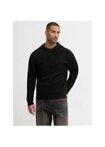 Jack & Jones Kapuzenpullover JACK & JONES "JJESOHO OLLIE KNIT HOOD LN", Herren, Gr. M, schwarz, Strick, Obermaterial: 51% Polyester, 41% Polyacryl, 5% Wolle, 3% Elasthan, unifarben, relaxed fit h&uuml;ftlang, ohne Ausschnitt, Rippb&uuml;ndchen, Pullover Kapuzenpullover