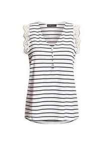 T-Shirt CLOUD 5IVE "CLOUD 5IVE Damen", Damen, Gr. L, wei&szlig;, navy, 95% Viskose, 5% Elasthan, gestreift, normal, V-Ausschnitt, Shirts T-Shirt