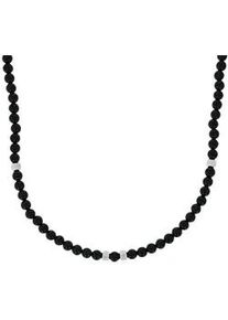 Kette mit Anh&auml;nger Amor, edelstahlfarben, schwarz, Halsketten, Herren, Edelstahl, L: 55 B: 5mm, mit Achat, B:5mm