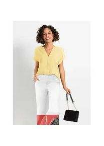 Kurzarmbluse Inspirationen, Damen, Gr. 40, zitrone, 100% Viskose, unifarben, V-Ausschnitt, Blusen