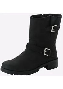 Bikerboots sheego, Damen, Gr. 42, XXL-Schaft, schwarz, Leder, Nubukleder, Schuhe Bikerboots