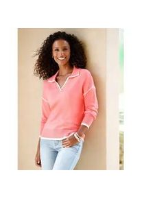 Strickpullover Heine "Pullover", Damen, Gr. 50, flamingo, 50% Viskose, 28% Polyester, 22% Polyamid, unifarben, Pullover Strickpullover