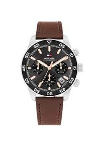 Chronograph Tommy Hilfiger "TH85 CHRONOGRAPH", braun, anthrazit, Armbanduhren, Damen, Chronograph, Quarzuhr, Armbanduhr, Herrenuhr, Lederarmband, analog, Tag
