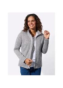 Fleecejacke Casual Looks, Damen, Gr. 54, hellgrau, meliert, 100% Polyester, Besatz:8% Elasthan, 92% Polyester, meliert, Jacken Fleecejacke