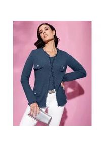 CR&Eacute;ATION L Strickjacke CREATION L, Damen, Gr. 50, blau (dunkelblau), 40% Baumwolle, 40% Viskose, 20% Modal, unifarben, Strickjacken Strickjacke