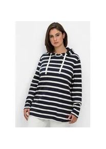 Langarmshirt sheego "Langarmshirt", Damen, Gr. 52/54, blau (nachtblau, gestreift), 100% Baumwolle, gemustert, gestreift, Shirts Langarmshirt