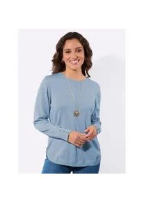 Strickpullover Casual Looks "Langarm-Pullover", Damen, Gr. 54, eisblau, 50% Baumwolle, 50% Polyacryl, unifarben, Pullover Strickpullover