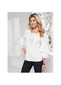 Schlupfbluse Classic Basics, Damen, Gr. 46, ecru, 100% Polyester, unifarben, Rundhals, Blusen Schlupfbluse