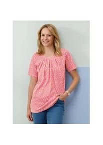 Longshirt Classic Basics "Longshirt", Damen, Gr. 56, fuchsia, orange, bedruckt, 100% Baumwolle, gemustert, mehrfarbig, Rundhals, Shirts Longshirt