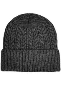 Beanie Capelli New York, Damen, dunkelgrau, Strick, Obermaterial: 50% Polyacryl, 50% Polyester, gemustert, unifarben, M&uuml;tzen Beanie, Feinstrick, Zopfmuster, Einheitsgr&ouml;&szlig;e