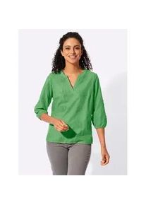 Schlupfbluse Inspirationen, Damen, Gr. 38, apfel, 100% Baumwolle, unifarben, V-Ausschnitt, Blusen Schlupfbluse