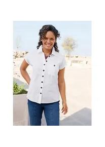 Hemdbluse Casual Looks, Damen, Gr. 46, ecru, 100% Baumwolle, unifarben, Blusen Hemdbluse