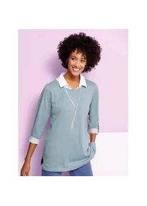 2-in-1-Shirt Classic Basics "2-in-1-Shirt", Damen, Gr. 56, mint, ozean, bedruckt, 100% Baumwolle, Einsatz:100% Baumwolle, gemustert, mehrfarbig, Rundhals, Shirts 2-in-1 Shirt