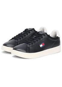 Tommy Hilfiger Sneaker TOMMY JEANS "ARCHIVE '98", Herren, Gr. 40, schwarz, wei&szlig;, Nappaleder, Textil, unifarben mit Farbeinsatz, Schuhe Sneaker, Freizeitschuh, Streetwear, Halbschuh, Schn&uuml;rer mit Logoflagge