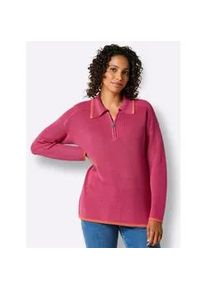 Polokragenpullover CREATION L PREMIUM "Lyocell-Baumwoll-Pullover", Damen, Gr. 48, fuchsia, 70% Lyocell, 30% Baumwolle, unifarben, Pullover