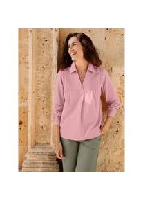 Schlupfbluse Inspirationen, Damen, Gr. 42, hortensie, 100% Baumwolle, unifarben, V-Ausschnitt, Blusen Schlupfbluse