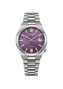 Automatikuhr Citizen "TSUYOSA 37 mm", silberfarben, violett, Armbanduhren, Damen, Automatikuhr, Armbanduhr, Damenuhr, Mechanische Uhr, Edelstahlarmband, analog
