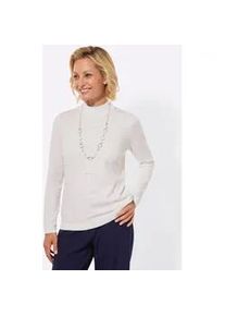 Stehkragenpullover "Stehkragen-Pullover", Damen, Gr. 46, wei&szlig;, 50% Viskose, 28% Polyester, 22% Polyamid, unifarben, Pullover Stehkragenpullover