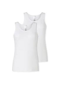 Unterhemd Schiesser "Modern Multipacks", Damen, Gr. 46, N-Gr, wei&szlig;, Single Jersey, Obermaterial: 95% Baumwolle, 5% Elasthan, k&ouml;rpernah, Rundhals, Unterhemden Unterhemd, mit schmalem Spitzenband, Single Jersey, bequem