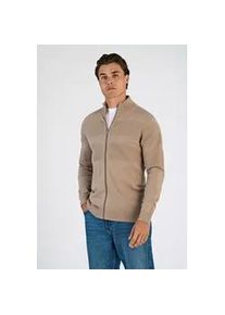 Strickjacke LINDBERGH, Herren, Gr. M, beige (sand), Strick, Obermaterial: 100% Baumwolle, unifarben, regular fit h&uuml;ftbedeckend, Rundhals, Rippb&uuml;ndchen, Strickjacken Strickjacke, mit Stehkragen und Rei&szlig;verschluss