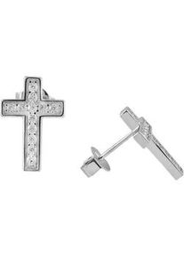 Paar Ohrstecker Firetti "Schmuck Geschenk Silber 925 Ohrschmuck Ohrringe Kreuz", silberfarben, kristallwei&szlig;, kristallwei&szlig;, Ohrringe, Damen, Silber 925 (Sterlingsilber), mit Zirkonia (synth.)