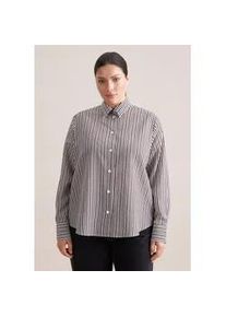 Klassische Bluse Seidensticker "Schwarze Rose", Damen, Gr. 5XL (50), braun, 81% Viskose, 19% Polyamid, gestreift, regular fit, Blusen, 1/1 Gestreift