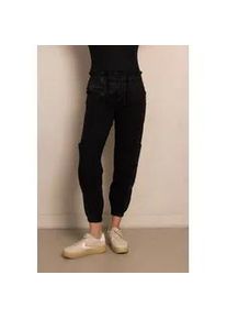 Stoffhose Zhrill "FINNA Cargohose", Damen, Gr. L, N-Gr, schwarz, Web, Obermaterial: 67% Baumwolle, 30% Lyocell, 3% Elasthan, unifarben, schmal 3/4-L&auml;nge, Hosen Stoffhose, Sommerhose im Cargo-Style, 3/4-L&auml;nge, Slim Fit