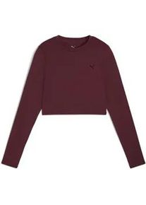 Trainingsshirt Puma "Puma SHAPE Cropped Langarm-Top Damen", Damen, Gr. XXL, rot (ruby shimmer rot), Obermaterial: 77% Polyester, 23% Elasthan; Netz: 14% Elasthan, 86% Polyester, slim fit, Rundhals, Shirts