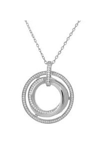 Kette mit Anh&auml;nger Firetti "Schmuck Geschenk Silber 925 Halsschmuck Ankerkette Kreis mehrreihig", silberfarben, kristallwei&szlig;, Halsketten, Damen, Silber 925 (Sterlingsilber), L: 45 B: 1,2mm, mit Zirkonia (synth.), B:1,2mm