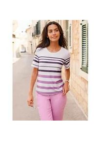 Kurzarmshirt Casual Looks "Ringelshirt", Damen, Gr. 54, orchidee, wei&szlig;, geringelt, 92% Polyester, 8% Elasthan, bedruckt, gemustert, gestreift, mehrfarbig, Rundhals, Shirts