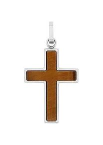 Kreuzanh&auml;nger Amor "Schmuck, Geschenk", edelstahlfarben, braun, braun, Schmuckanh&auml;nger, Herren, Edelstahl, 5,14 g, mit Tigerauge