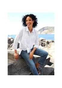 Langarmbluse Heine, Damen, Gr. 42, ecru, 100% Baumwolle, unifarben, Blusen