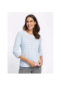 3/4-Arm-Shirt Inspirationen "3/4-Arm-Shirt", Damen, Gr. 42, ecru, hellblau, gemustert, 70% Polyester, 25% Viskose, 5% Elasthan, gemustert, gestreift, mehrfarbig, Rundhals, Shirts 3/4-Arm-Shirt