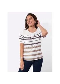 Kurzarmshirt Casual Looks "Ringelshirt", Damen, Gr. 54, sesam, wei&szlig;, geringelt, 92% Polyester, 8% Elasthan, bedruckt, gemustert, gestreift, mehrfarbig, Rundhals, Shirts