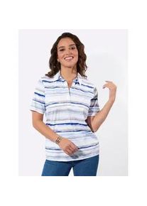 Poloshirt Casual Looks "Poloshirt", Damen, Gr. 52, jeansblau, wei&szlig;, geringelt, 50% Baumwolle, 50% Modal, bedruckt, gemustert, gestreift, mehrfarbig, Shirts