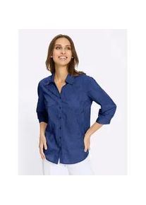 Hemdbluse Lady, Damen, Gr. 52, royalblau, 100% Baumwolle, unifarben, Blusen Hemdbluse