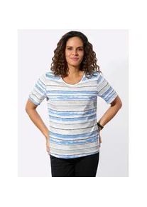 Kurzarmshirt Casual Looks "Ringelshirt", Damen, Gr. 44, himmelblau, ecru, geringelt, 100% Baumwolle, gemustert, mehrfarbig, Shirts