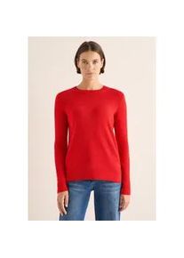 Cecil Strickpullover STREET ONE, Damen, Gr. L (42), fiery rot, Stoff, 37% Baumwolle, 34% Polyacryl, 26% Polyester, 3% Elasthan, unifarben, comfort fit normal, Rundhals, elastischer Bund, Pullover Strickpullover, mit Strick-Detail