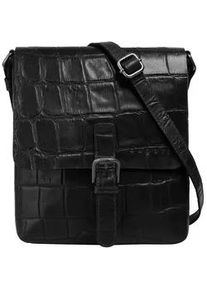 Umh&auml;ngetasche Bugatti "NEVIO", Damen, Gr. B/H/T: 22cm x 24cm x 6cm onesize, schwarz, Leder, leicht gl&auml;nzend, unifarben, Taschen Umh&auml;ngetasche, echt Leder