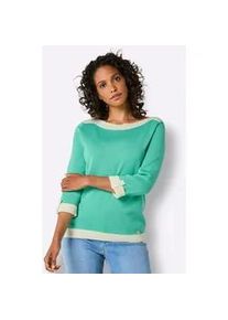 3/4 Arm-Pullover CREATION L PREMIUM "Seiden-Baumwoll-Pullover", Damen, Gr. 50, blaugr&uuml;n, 55% Seide, 45% Baumwolle, unifarben, Pullover