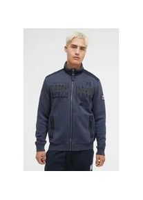 Sweatjacke CAMP DAVID, Herren, Gr. 4XL, blau, Material: 50% Baumwolle, 50% Polyester, bedruckt, bestickt, relaxed fit normal, hoch geschlossener Ausschnitt, eingesetzt Rippb&uuml;ndchen, Sweatjacken Sweatjacke, mit Rei&szlig;verschlusstaschen