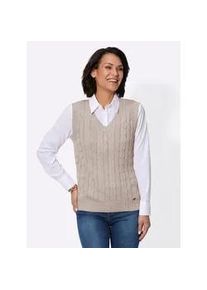 Pullunder Casual Looks "Pullunder", Damen, Gr. 50, beige (sesam, ecru, meliert), 55% Baumwolle, 45% Viskose, meliert, Pullover Pullunder