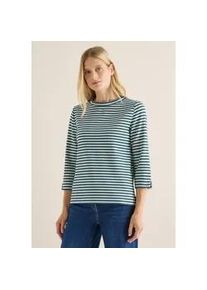 3/4-Arm-Shirt Cecil, Damen, Gr. XXL (46), jewel gr&uuml;n, Web, 42% Polyester, 40% Baumwolle, 14% Viskose, 4% Elasthan, gestreift, normal normal, U-Boot-Ausschnitt, B&uuml;ndchen, Shirts 3/4-Arm-Shirt, mit 3/4 &Auml;rmeln