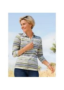 Poloshirt Casual Looks "Poloshirt", Damen, Gr. 54, schlamm, bleu, geringelt, 95% Baumwolle, 5% Elasthan, gemustert, gestreift, mehrfarbig, Shirts