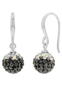 Paar Ohrstecker Amor, silberfarben, wei&szlig;, grau, schwarz, wei&szlig;, grau, schwarz, Ohrringe, Damen, Silber 925 (Sterlingsilber), mit Kristallglas