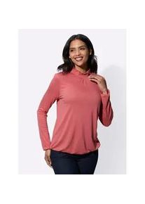 Stehkragenshirt Classic Basics "Stehkragen-Shirt", Damen, Gr. 50, pink (grapefruit), 100% Viskose, unifarben, Shirts Stehkragenshirt