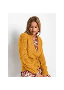 Cardigan Inspirationen, Damen, Gr. 42, gelb (ocker), 100% Polyacryl, unifarben, Strickjacken