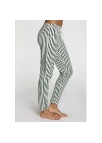 Pyjamahose s.Oliver, Damen, Gr. 40/42, N-Gr, gr&uuml;n, wei&szlig;, gestreift, Single Jersey, Obermaterial: 50% Baumwolle, 50% Viskose, gestreift, Basic lang, Hosen Pyjamahose, mit sch&ouml;nem Allovermuster