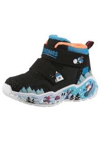 Winterstiefel Skechers "PLAY SCENE", Damen, Gr. 21, schwarz (schwarz, multi), Lederimitat, Textil, kontrastfarbene Details, Schuhe Winterstiefel, Klettboots mit Warmfutter, Gr&ouml;&szlig;enschablone zum Download