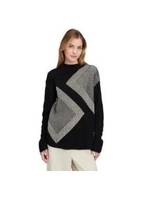 Strickpullover Betty Barclay "Damen mit Intarsie", Damen, Gr. 38, schwarz (patch schwarz, beige), Strick, Obermaterial: 58% Baumwolle, 38% Polyacryl, 4% Polyester, gerade lang, Pullover Strickpullover